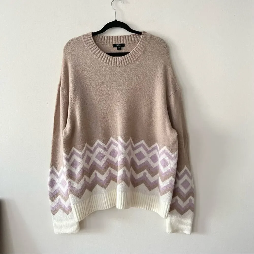 J. Crew Geometric Fair Isle Crewneck Sweater